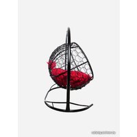 Подвесной диван M-Group Лежебока 11180406 (с черным ротангом/красная подушка)