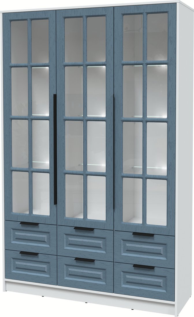 

Шкаф-витрина Интерлиния Концепт КТ-ШВ3 с подсветкой Деко (белый платинум/дуб лазурный)