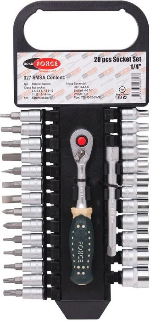 

Набор трещотка с головками RockForce RF-027-5MSA (27 предметов)