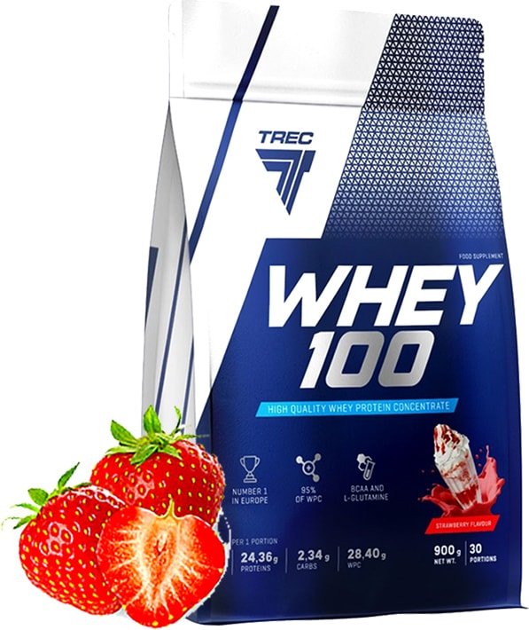 

Протеин сывороточный (концентрат) Trec Nutrition Whey 100 (900 г, клубника)