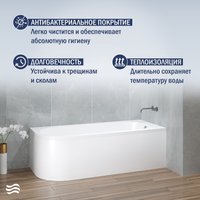 Ванна Lauter Monaco 170x72.5 2113170R (с каркасом и сифоном 21Y11021 матовый черный)