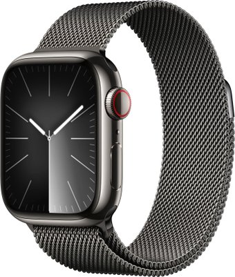 Apple Watch Series 9 LTE 41 мм (корпус из нержавеющей стали, графит/миланский графитовый)