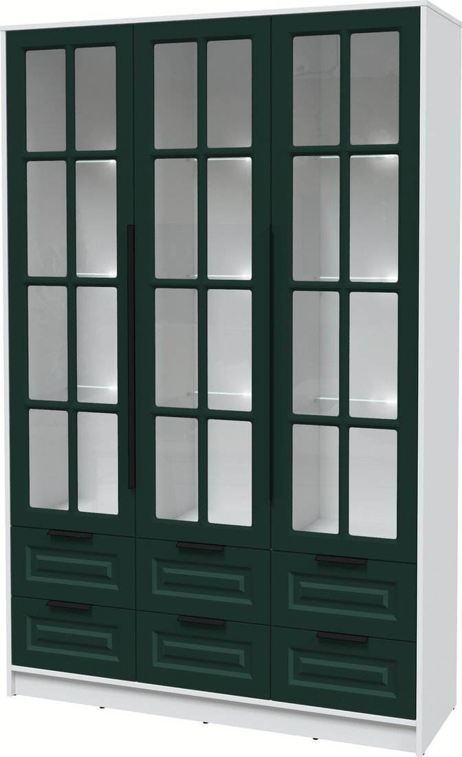 

Шкаф-витрина Интерлиния Концепт КТ-ШВ3 с подсветкой Деко (белый платинум/изумруд)