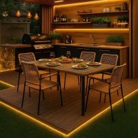 Садовый стул AksHome Bergamo (PE, иск.роттанг, черный+коричневый)