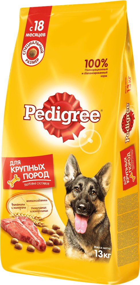 

Сухой корм для собак Pedigree для взрослых крупных пород с говядиной 13 кг