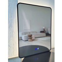 Зеркало с подсветкой  eMZe Smartphone 50х70 LED.UV.SMART.50.70.CHE.AF.4K (черный с УФ-окантовкой, подсветкой и антизапотеванием)