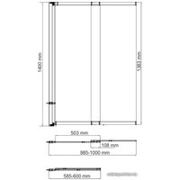 Стеклянная шторка для ванны Wasserkraft Dill 61S02-100
