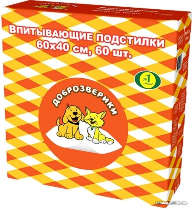 Одноразовая пеленка Доброзверики Classic впитывающие 60x40 (60 шт)