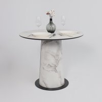 Кухонный стол Lepremo AV 2317 МДФ+керамика 900 (белый матовый Snow White/черный+HPL виктори натуральный)