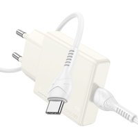 Сетевое зарядное Hoco N44 USB Type-C (лунный белый)