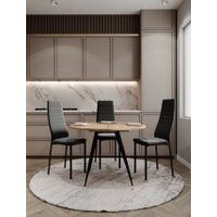 Кухонный стол ВВР Элип (дуб крафт золотой/черный конус, ЛДСП) в Бресте