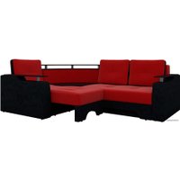 Угловой диван Лига диванов Комфорт 27929 (левый, микровельвет, красный/черный)