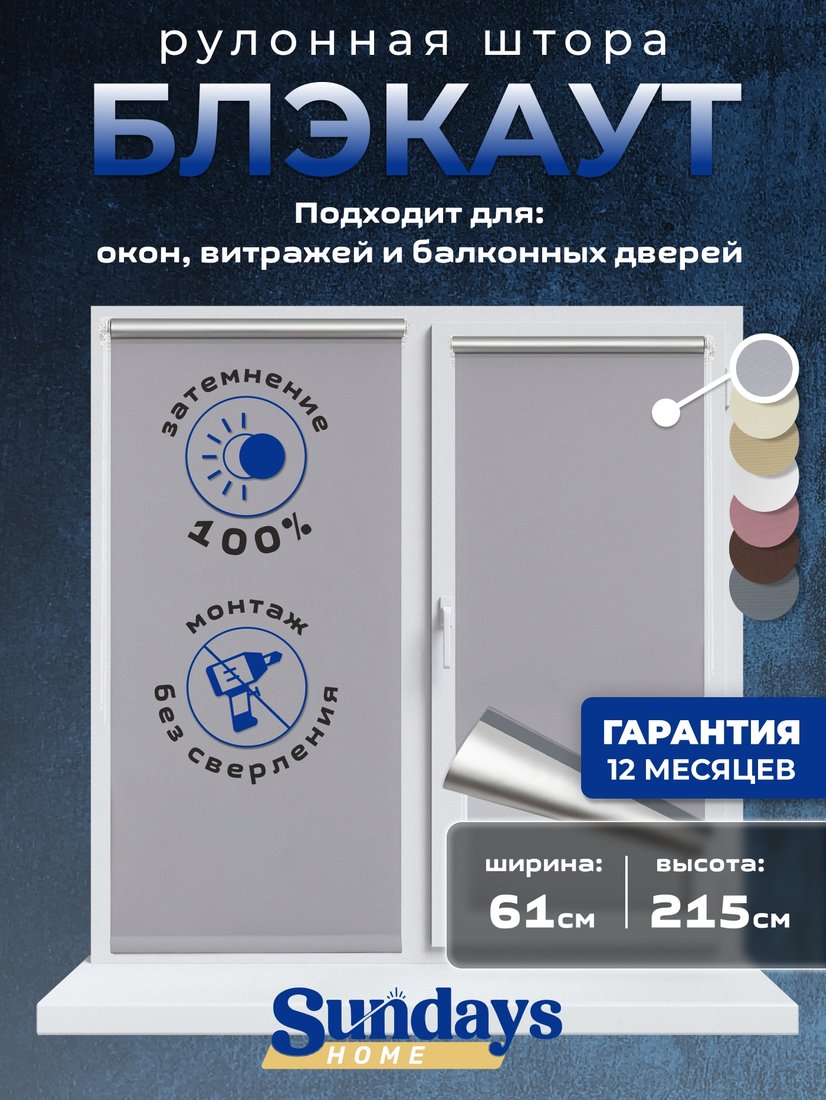 

Рулонные шторы Sundays Home LM 168-07 61x215 (серый)