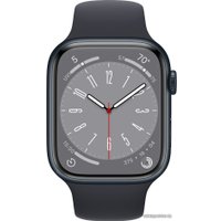 Умные часы Apple Watch Series 8 45 мм (алюминиевый корпус, полуночный/полуночный, спортивные силиконовые ремешки S/M + M/L)
