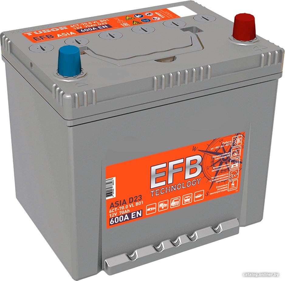 Автомобильный аккумулятор Tubor Asia EFB R+ (70 А·ч)