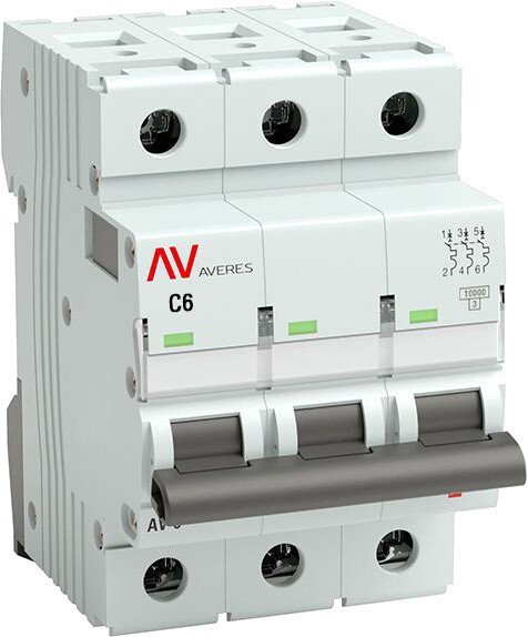 

Выключатель автоматический EKF Averes AV-10 3P 6A (C) 10kA mcb10-3-06C-av