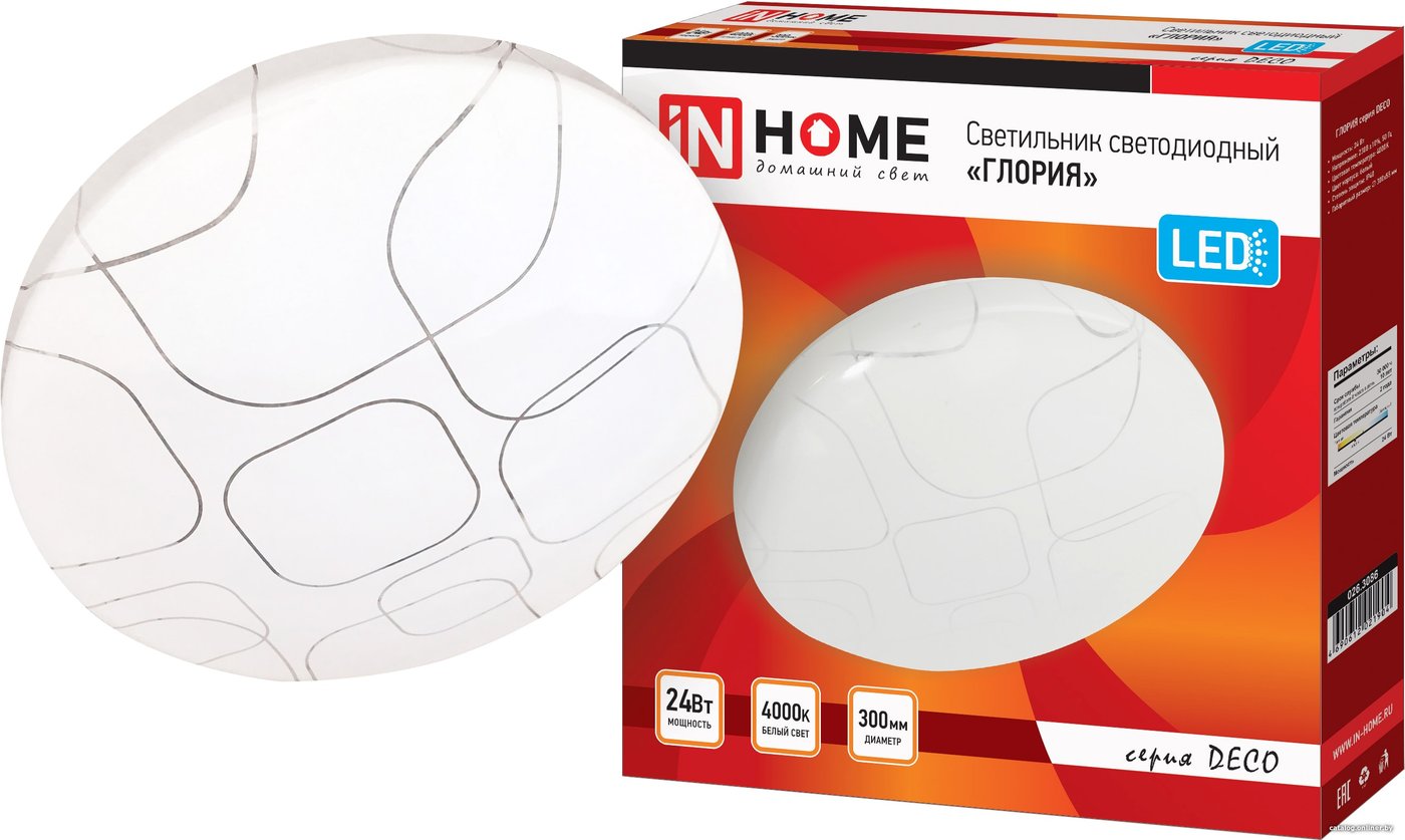 Светильник-тарелка In Home Deco 24 Вт 4000 К (глория)