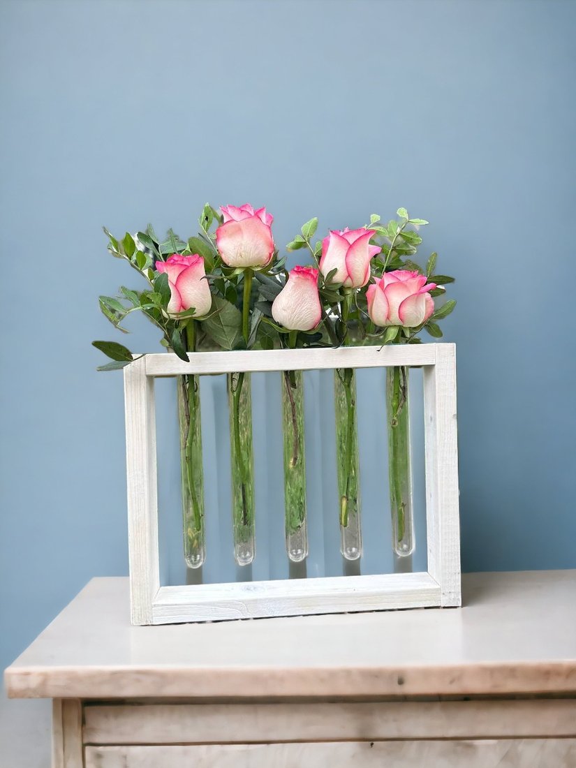 

Ваза-рамка Florbox Деревянная низкая на 5 колб 24x30 см (белый)