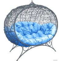 Садовый диван M-Group Улей на ножках 11220303 (серый ротанг/голубая подушка)