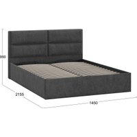 Кровать Трия Глосс универсальная с ПМ тип 1 140x200 (микровелюр Wellmart Graphite)