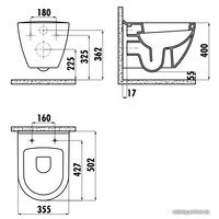 Унитаз подвесной Creavit Terra TP325-51CB00E-0000+KC2203.01.0000E