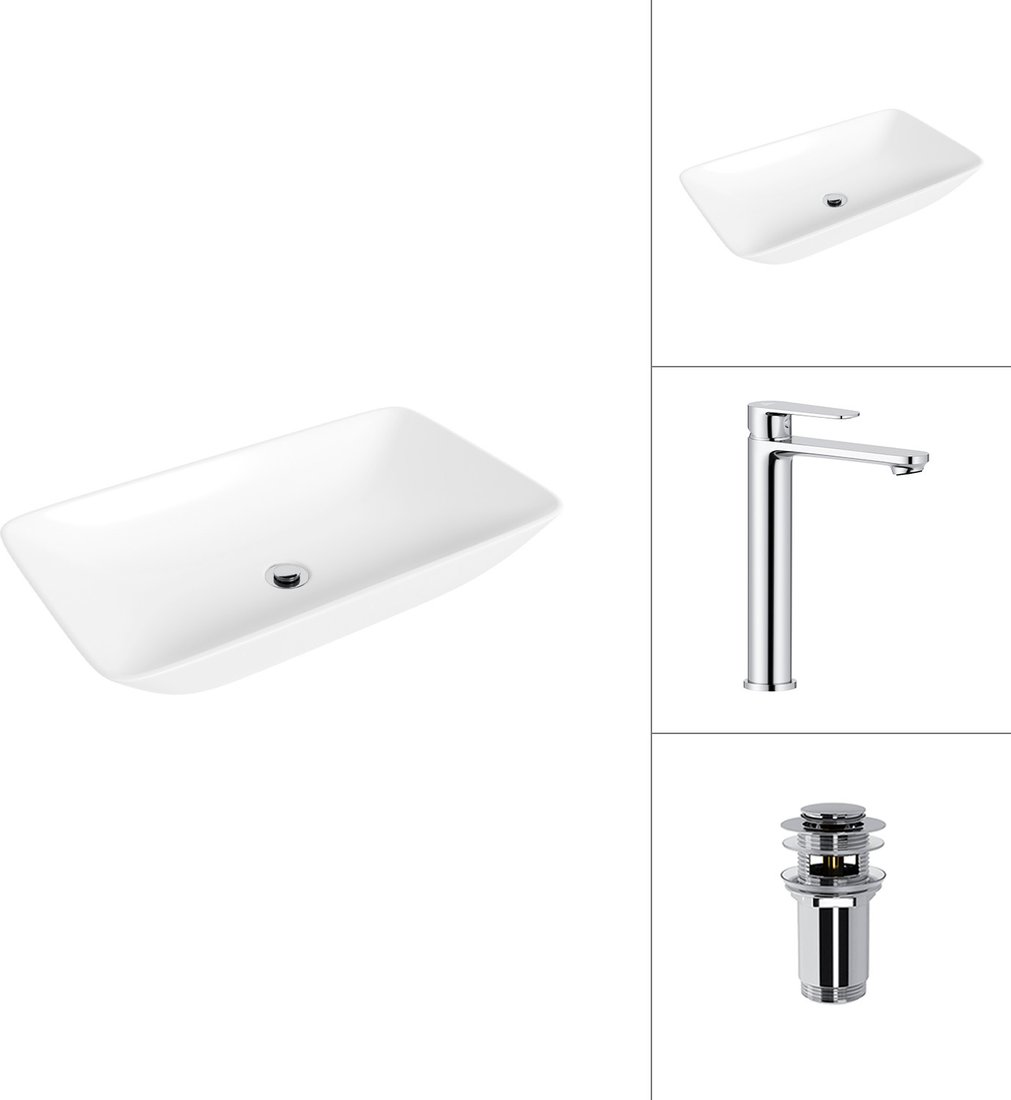 Умывальник Lauter 21886 + Moon 21СK81691C с донным клапаном 21190CH (хром)