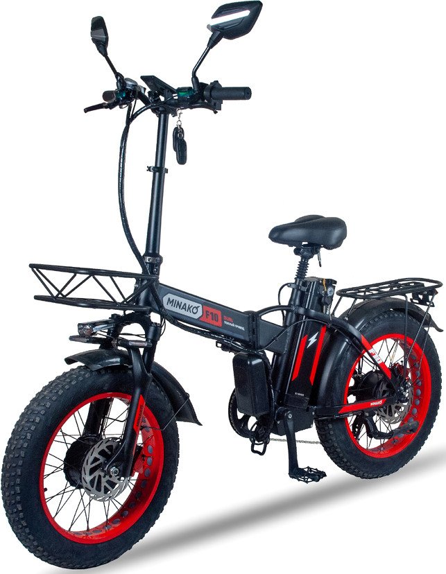 Электровелосипед Minako F10 Dual PRO 2025 (черный/красный)