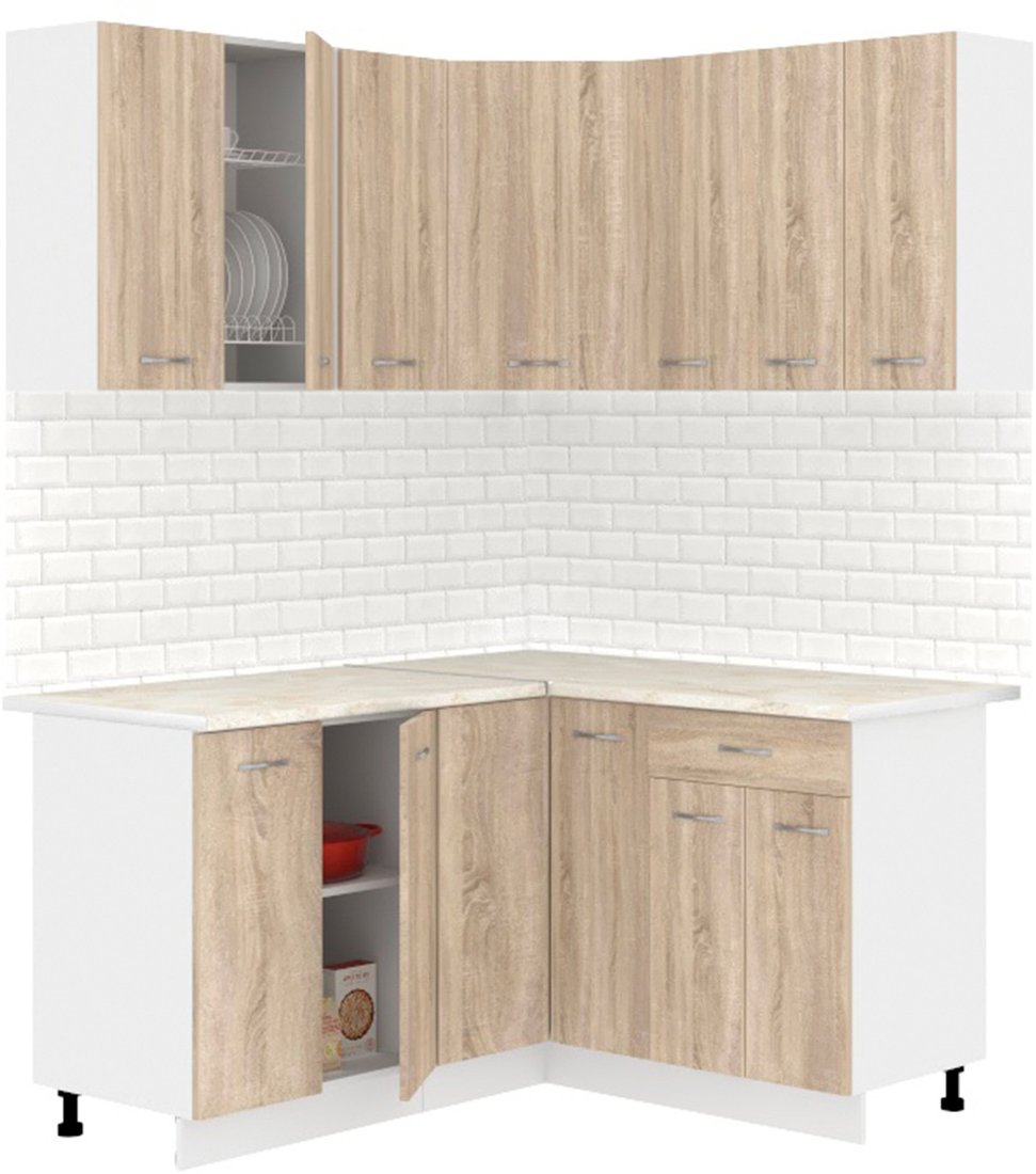 

Готовая кухня Кортекс-мебель Корнелия Лира 1.5x1.4 (дуб сонома/королевский опал)