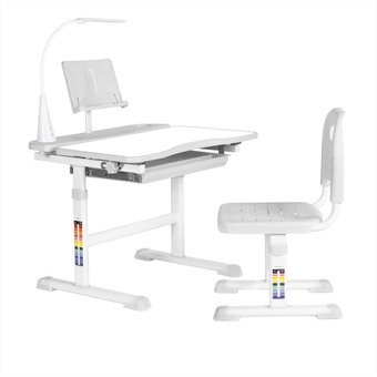 Anatomica Avgusta + стул + выдвижной ящик + светильник + подставка (белый/серый)