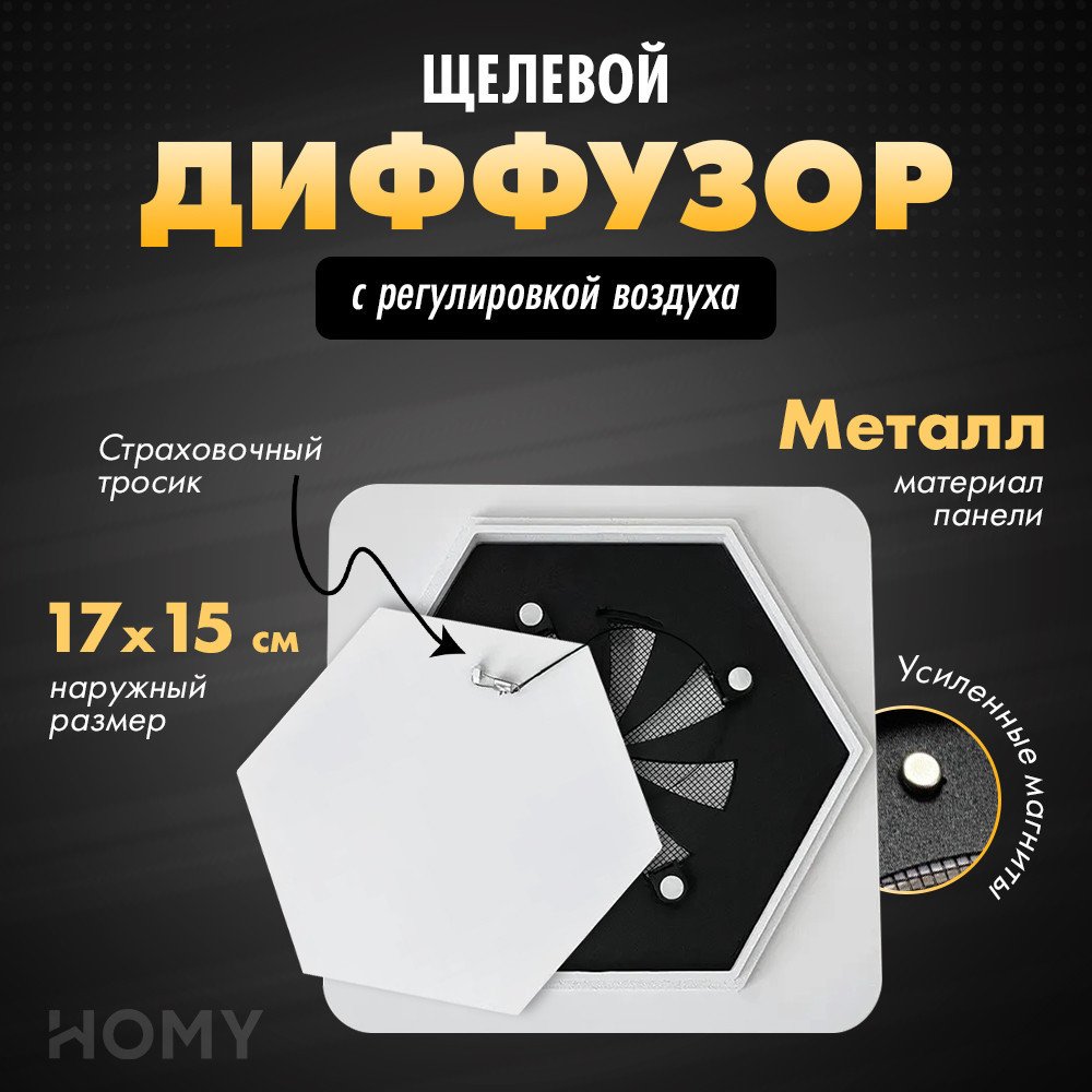 

Вентиляционная решетка HOMY Air Гексагон с регулировкой воздуха AIR007-1 d150 (белый)