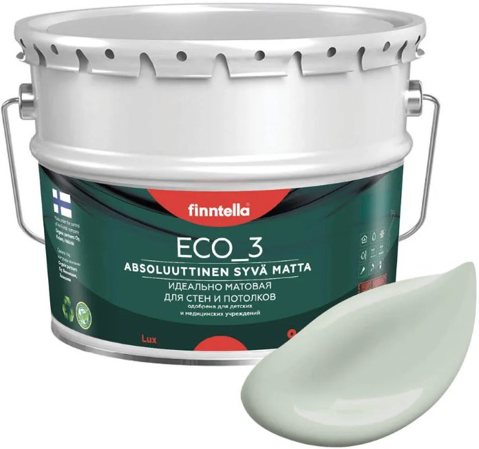 

Краска Finntella Eco 3 Wash and Clean Akaatti F-08-1-9-LG169 9 л (серо-зеленый)