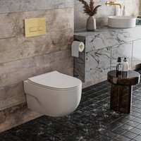 Унитаз подвесной Roxen Porto в комплекте с инсталляцией StounFix Dual Fresh 6 в 1 968069 (кнопка: брашированное золото)