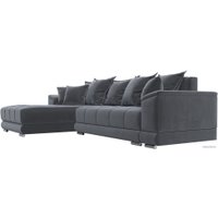 Угловой диван Лига диванов НордСтар левый 121110L (велюр серый/подушки велюр серый)
