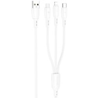 Кабель Borofone BX71 USB Type-A - Lightning / Micro-USB / USB-C (1 м, белый)