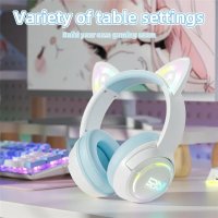 Наушники Onikuma GT838 Cat Ear (белый/голубой)