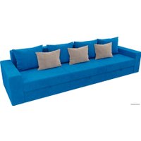 Диван Лига диванов Мэдисон Long 106172 (велюр, голубой/голубой/бежевый)