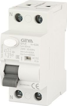 

Устройство защитного отключения GEYA GYL9-2P-63A-30mA 2P 63A 6 kA 30mA A 2M GYL92P63A30