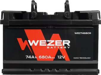 Автомобильный аккумулятор Wezer WEZ74680R (74 А·ч)