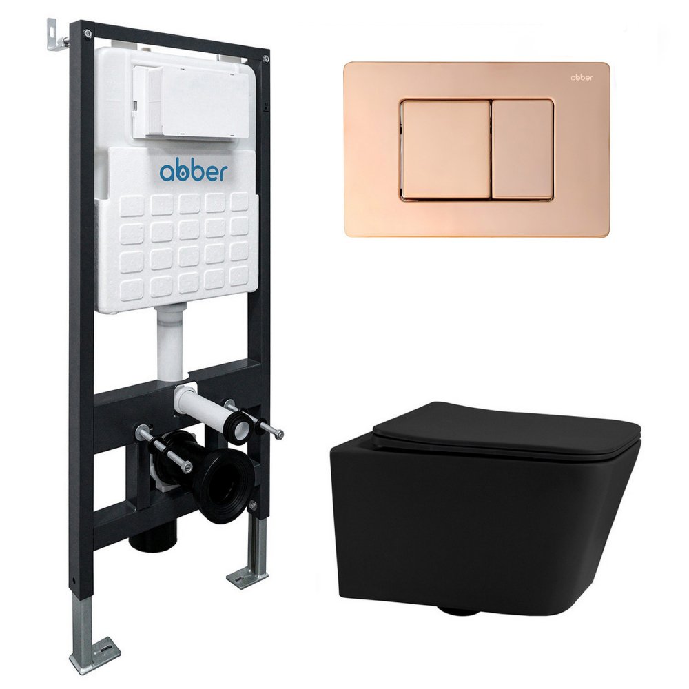 

Унитаз подвесной Abber Rechteck AC1201MB-AC0105-AC0120RG (с кнопкой смыва)