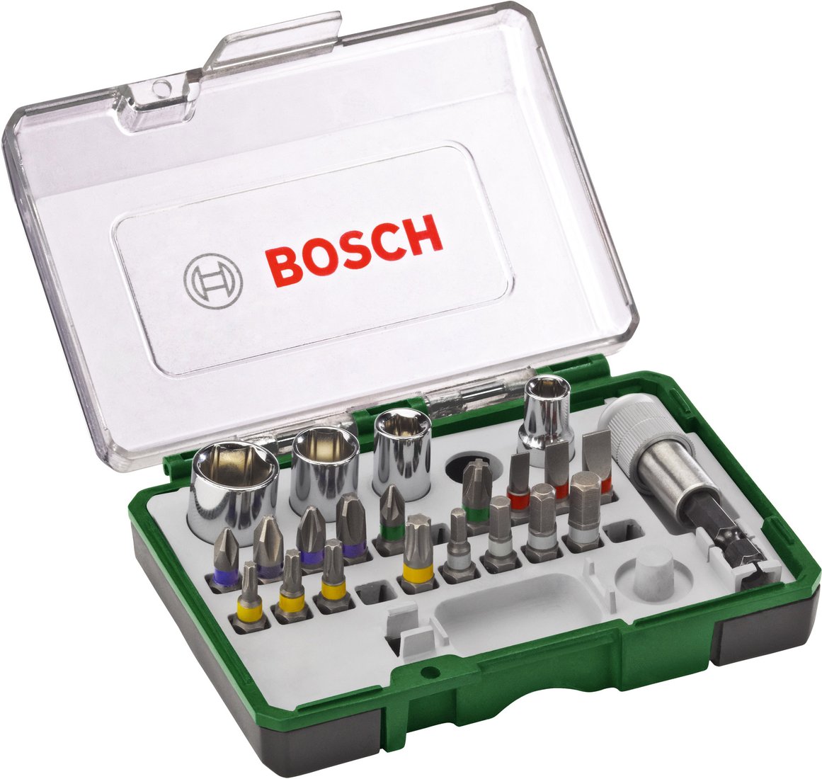 

Набор трещотка с головками и битами Bosch Promoline 2607017160 27 предметов