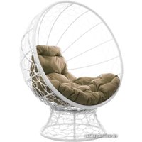 Кресло M-Group Кокос на подставке 11590101 (белый ротанг/бежевая подушка)