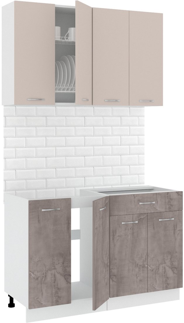 

Готовая кухня Кортекс-мебель Корнелия Лира-лайт 1.2м без столешницы (капучино/оникс)