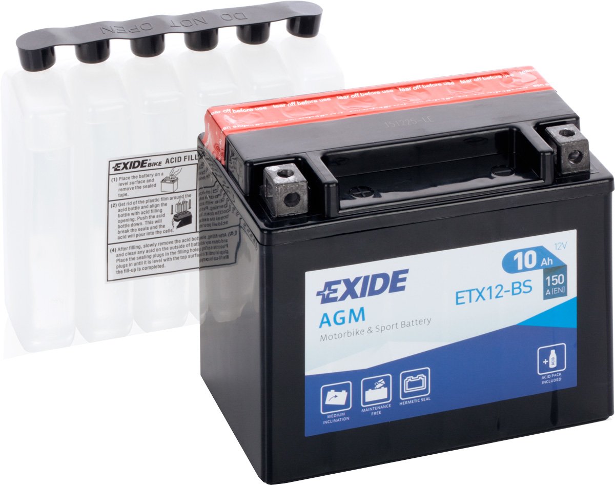 

Мотоциклетный аккумулятор Exide ETX12-BS (10 А·ч)