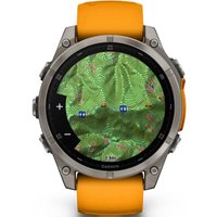 Умные часы Garmin Fenix 8 Sapphire, Titanium 47мм (светло-серый, оранжевый силиконовый ремешок)