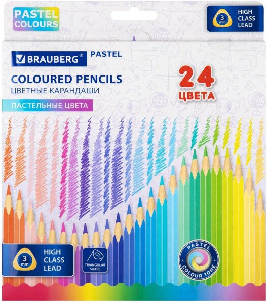 

Набор цветных карандашей BRAUBERG Pastel 181851 (24 шт)