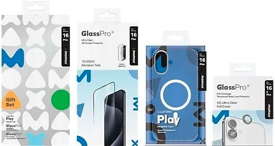

Чехол для телефона Momax Protection Bundle Set для iPhone 16 Plus MXAP24LTGS