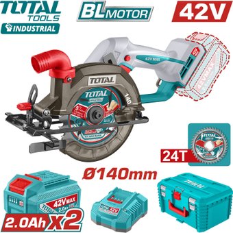 Дисковая (циркулярная) пила Total TSLI4214012 (с 2-мя АКБ)
