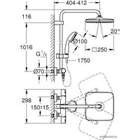 Душевая система  Grohe QuickFix Vitalio Start System 250 Cube 26696000