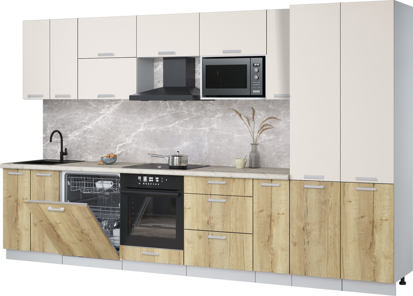 

Готовая кухня Интерлиния Мила Лайт 3.5-ПМ2 (персидский жемчуг/дуб золотой/бискайская сосна)