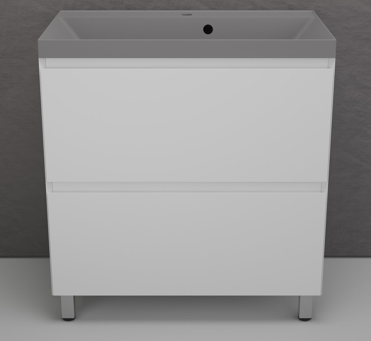 Symbolite Тумба под умывальник Манхэттен 80 Plus 2 ящика + Asti 80x45 (белый матовый/серый шелк)